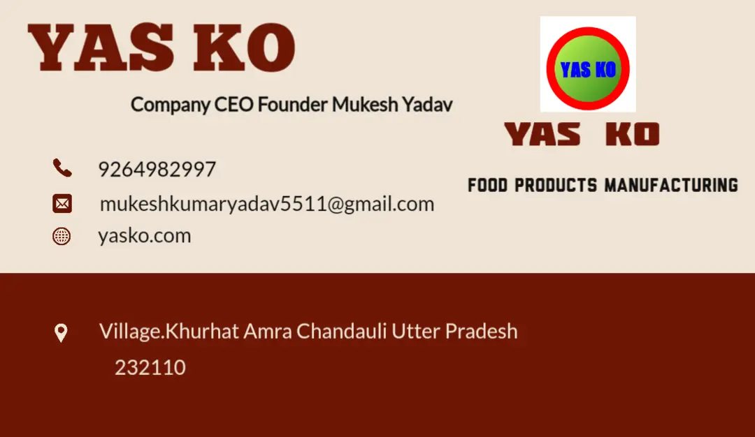 Visiting card store images of YAS KO Industries 