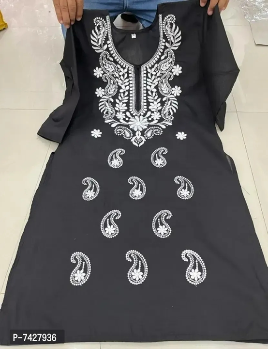 Designer Cotton Chikankari Black Kurta For Women uploaded by business on 4/23/2023