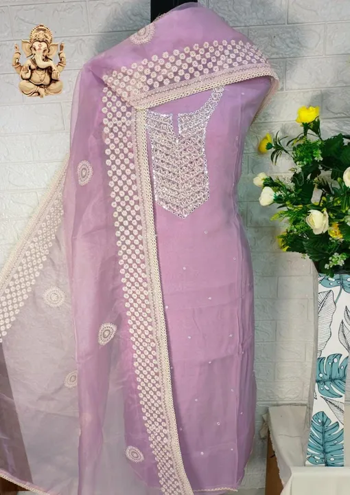 Organza fabric pure dupaata handwork embroidery  uploaded by Umra fashion on 4/23/2023