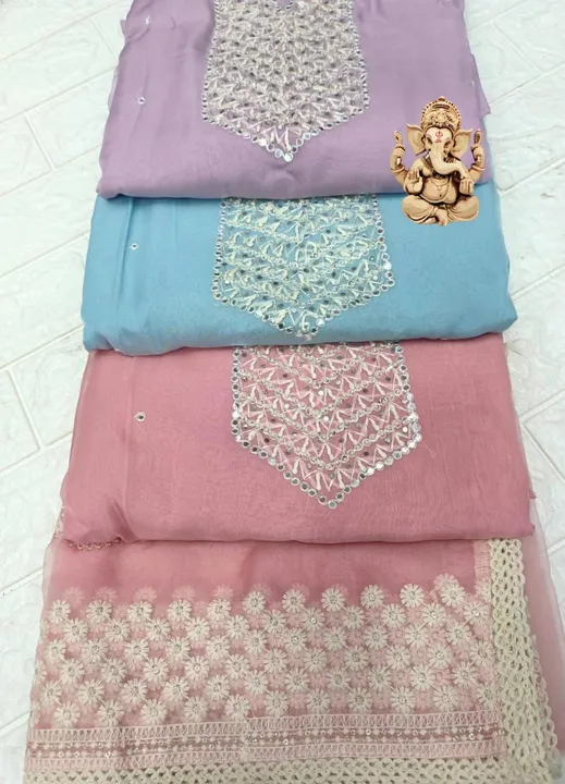 Organza fabric pure dupaata handwork embroidery  uploaded by Umra fashion on 4/23/2023