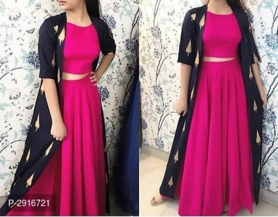 M to XXL, REYON* 

👉 🍁 Karop Top with skirt and sharag🍁 uploaded by Online Ladies Dresses on 4/24/2023