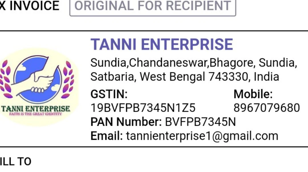Visiting card store images of TANNI ENTERPRISE