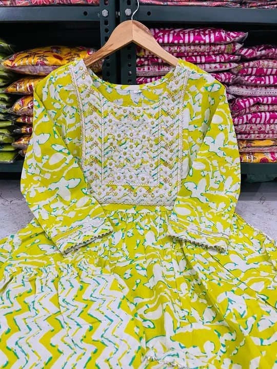 *Look stylish in this Pure Rayon Procin beautiful print Long slit kurta pant set👗🛒*

*✨Fabric deta uploaded by Liberrty fashion & Creations on 4/24/2023