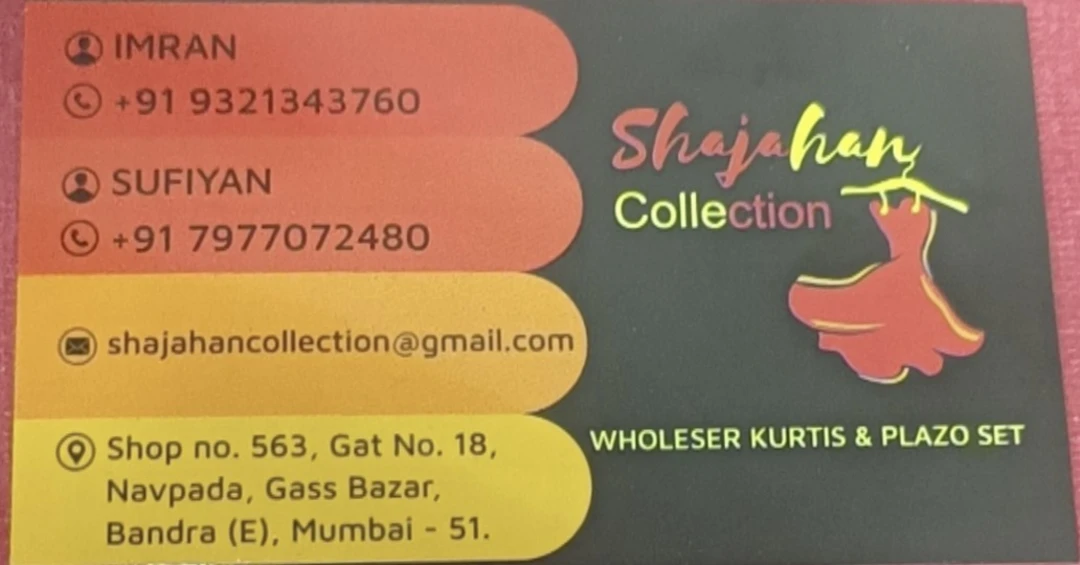 Visiting card store images of Shajahan collection 