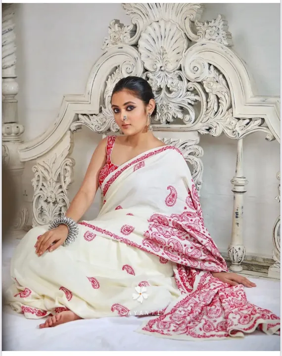 White Cotton silk Sarees  uploaded by DUDHAT Impax on 4/24/2023