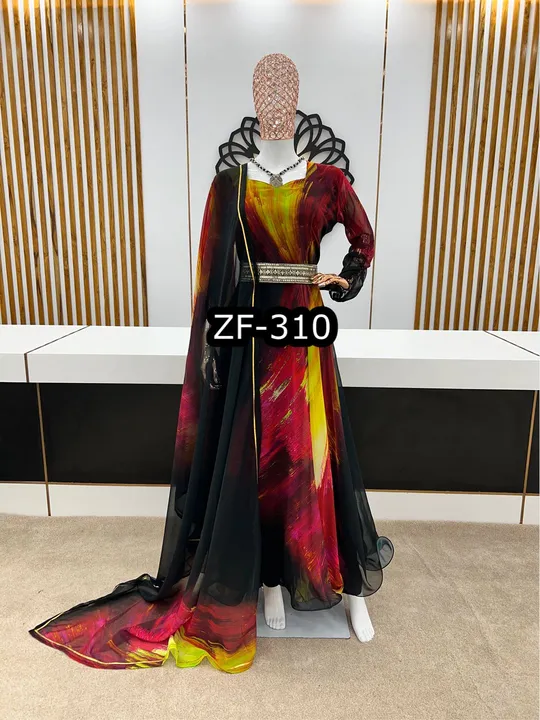 Presenting New Anarkali Faux Georgette Gown With Digital Print Ready To Wear Collection  uploaded by Fatema Fashion on 4/24/2023