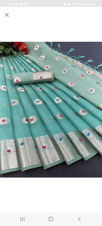 Orgenza Jacquard saree uploaded by Aagam fashion on 4/24/2023