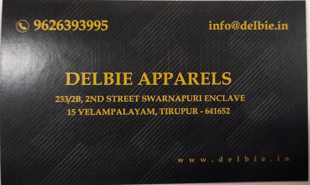 Visiting card store images of Delbie apparels