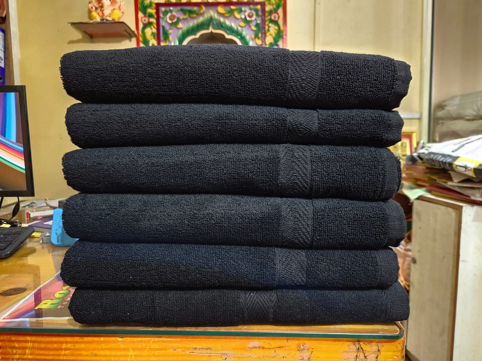 Black saloon towel uploaded by Balaji Textiles on 4/24/2023