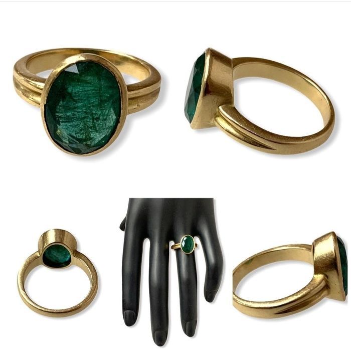 Natural emerald precious gemstone with 18kt Gold ring uploaded by business on 3/6/2021