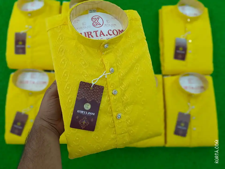 Men's Special yellow chiken kurta  uploaded by Mohan apparels on 4/24/2023