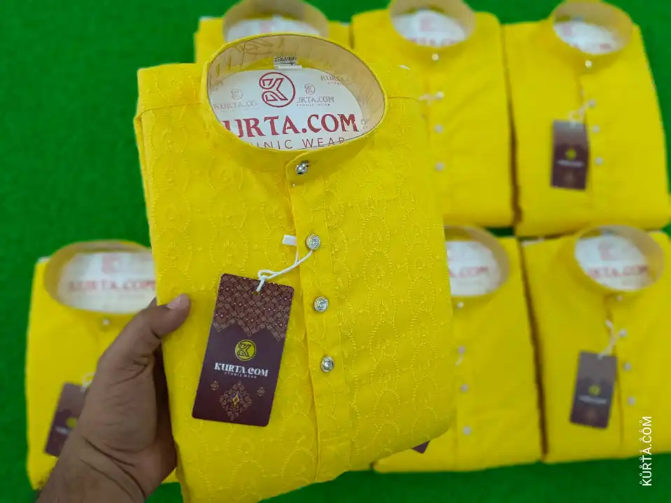 Men's Special yellow chiken kurta  uploaded by Mohan apparels on 4/24/2023