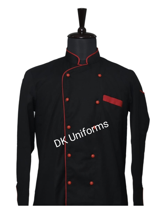 Black Red piping Chef coat  uploaded by business on 4/24/2023