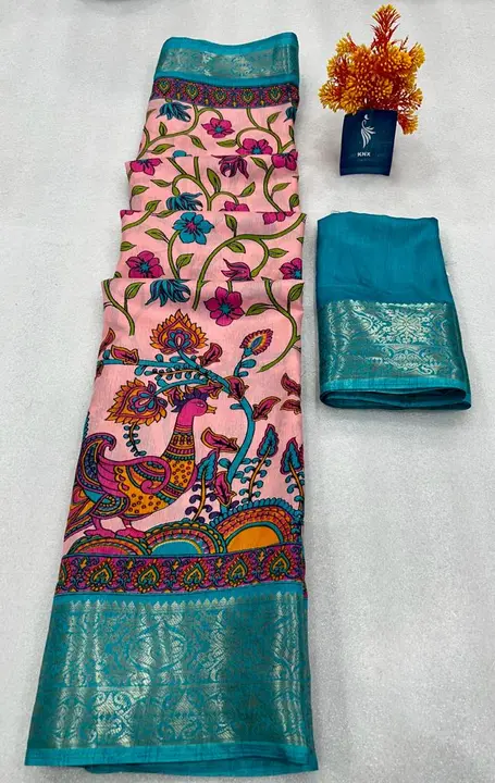Pure dola Jequard Weaving border with Florence print uploaded by ShubhMangal Silk Mills on 4/24/2023