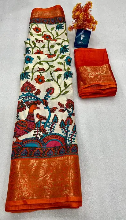 Pure dola Jequard Weaving border with Florence print uploaded by ShubhMangal Silk Mills on 4/24/2023