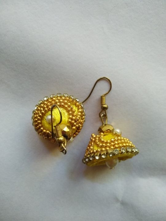 Handmade silk thread jhumki yellow uploaded by Sangeeta Creations on 3/6/2021