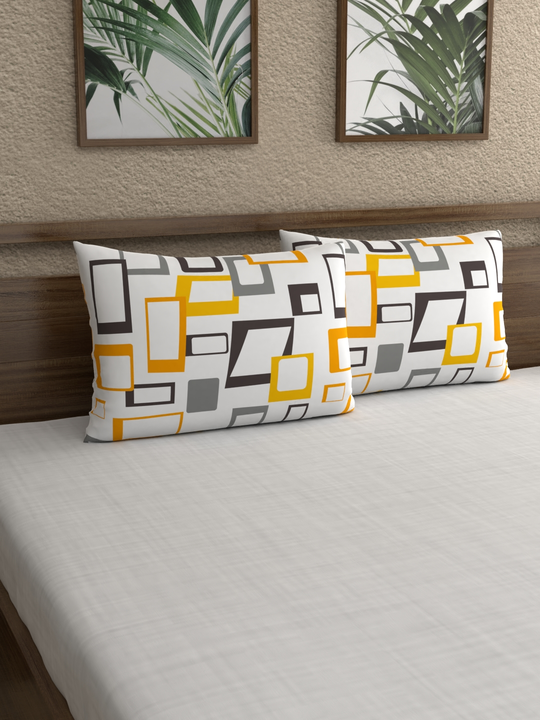 Yellow & White Printed Pillow Covers uploaded by Esskay International on 4/25/2023