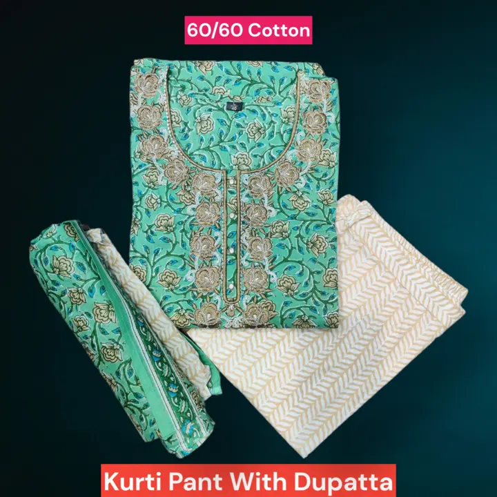 60/60 kurti pant with dupatta  uploaded by Maaysa Designer on 4/25/2023