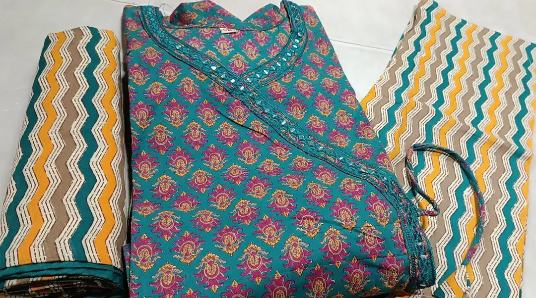 Pure 60 60 cambric 3pic kurti dupaata set uploaded by Navkar Textile on 4/25/2023