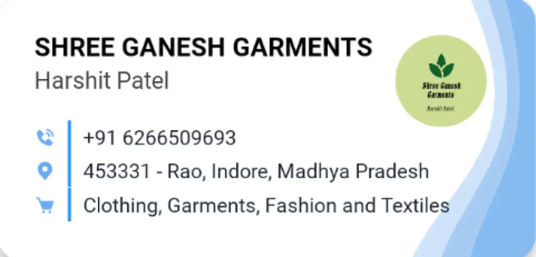 Visiting card store images of Shree Ganesh Garments