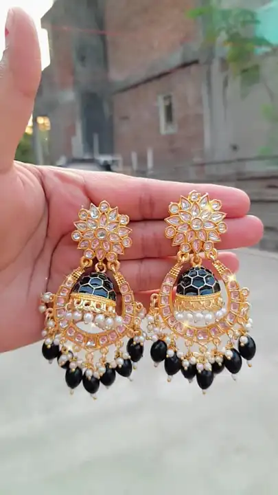 Meenakari chandbali earrings  uploaded by Sb designs on 4/25/2023