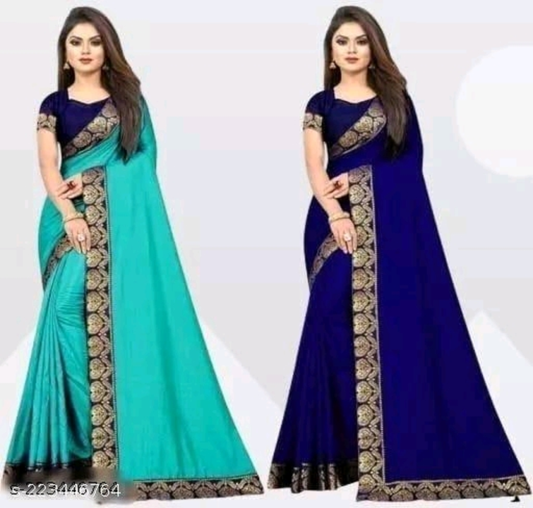 Banarsi Vichitra Silk Blue lace border uploaded by business on 4/25/2023