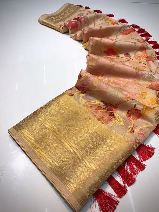 RESH ARRIVAL❤️

New concept of organza zari sweaving saree with 8 inch gold zari weaved border with  uploaded by Roza Fabrics on 4/25/2023