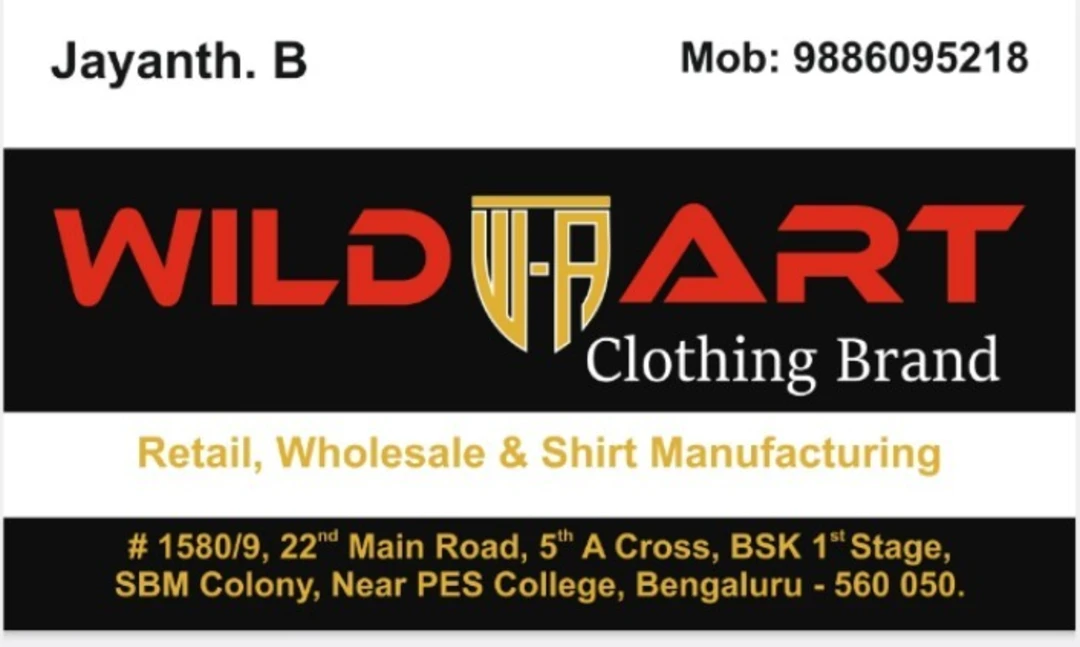 Visiting card store images of Wild Art® Clothing Brand