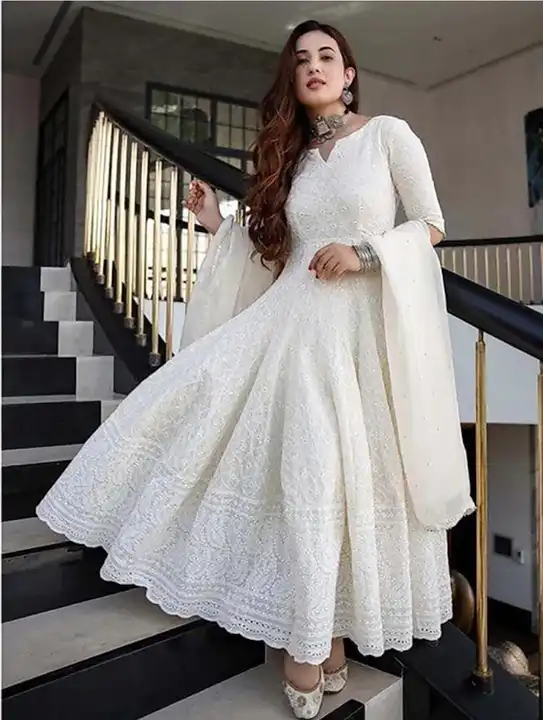 *BEAUTIFUL Heavy chicken sequence work long Kurtis with  Lining in side and  with jutti*
 💯 Measure uploaded by Ayesha tax on 4/26/2023