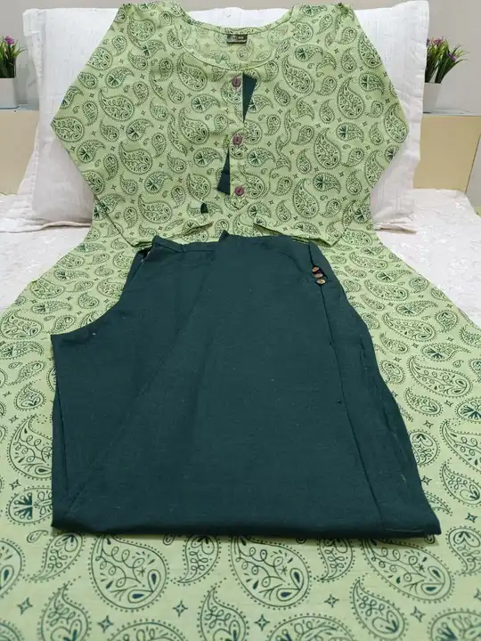Khadi printed kurti with pant uploaded by business on 4/26/2023
