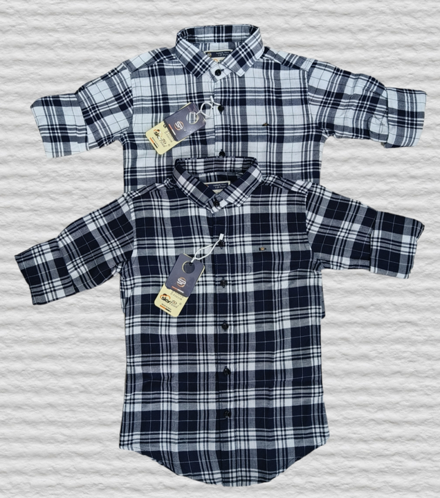Boys cotton indigo checks shirt  uploaded by Shreeji enterprise  on 4/26/2023