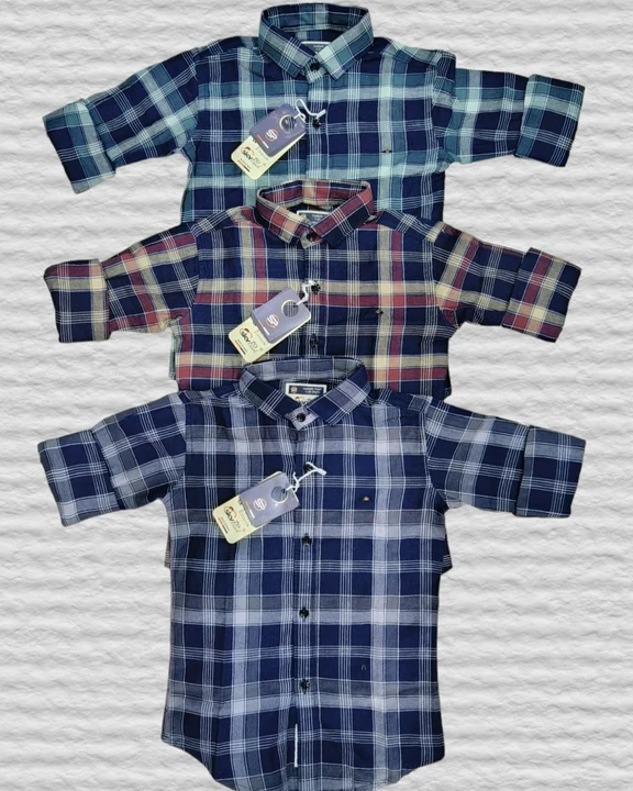 Boys cotton indigo checks shirt  uploaded by business on 4/26/2023