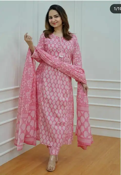 Cotton fabric kurta pant and dupatta set  uploaded by Aleexa Outlet on 4/26/2023