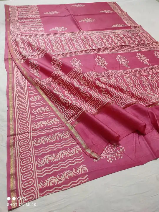 CHANDERI SILK handblock dabu print saree  uploaded by business on 4/26/2023