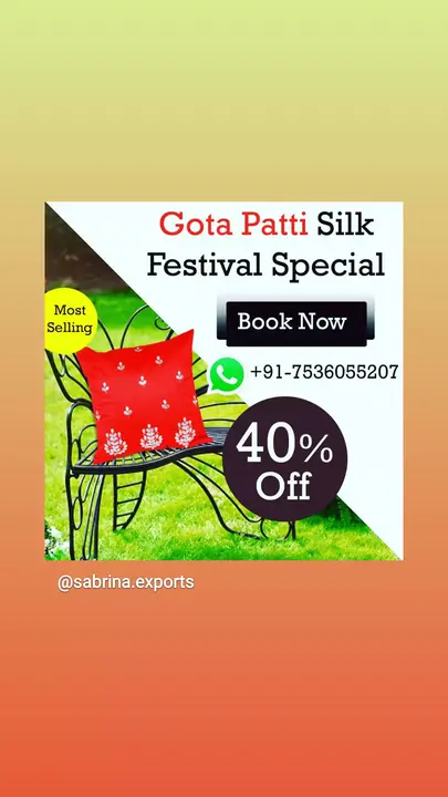 Festival silk gota patti cushion cover  uploaded by Sabrina Exports on 4/26/2023
