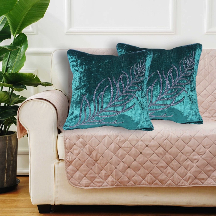 Green Velvet hand embroidery cushion covers  uploaded by Sabrina Exports on 4/26/2023