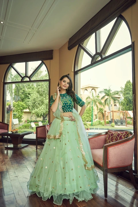 Aahvan Designs Presents 
Rajwada Collection- Heavy Net Designer Lehenga Choli - Available in 5 Color uploaded by Aanvi fab on 4/26/2023
