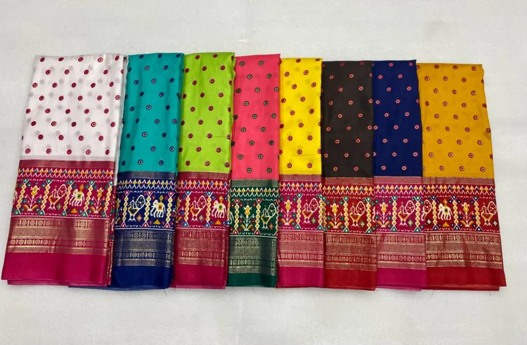 Dola Silk Saree with foil Print all over saree uploaded by ShubhMangal Silk Mills on 4/26/2023