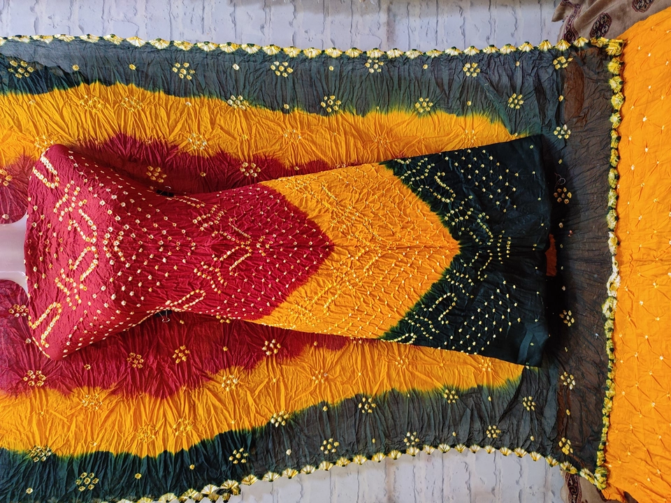 Original satin cotton bandhej dress material  uploaded by Anisa fashion  on 4/26/2023