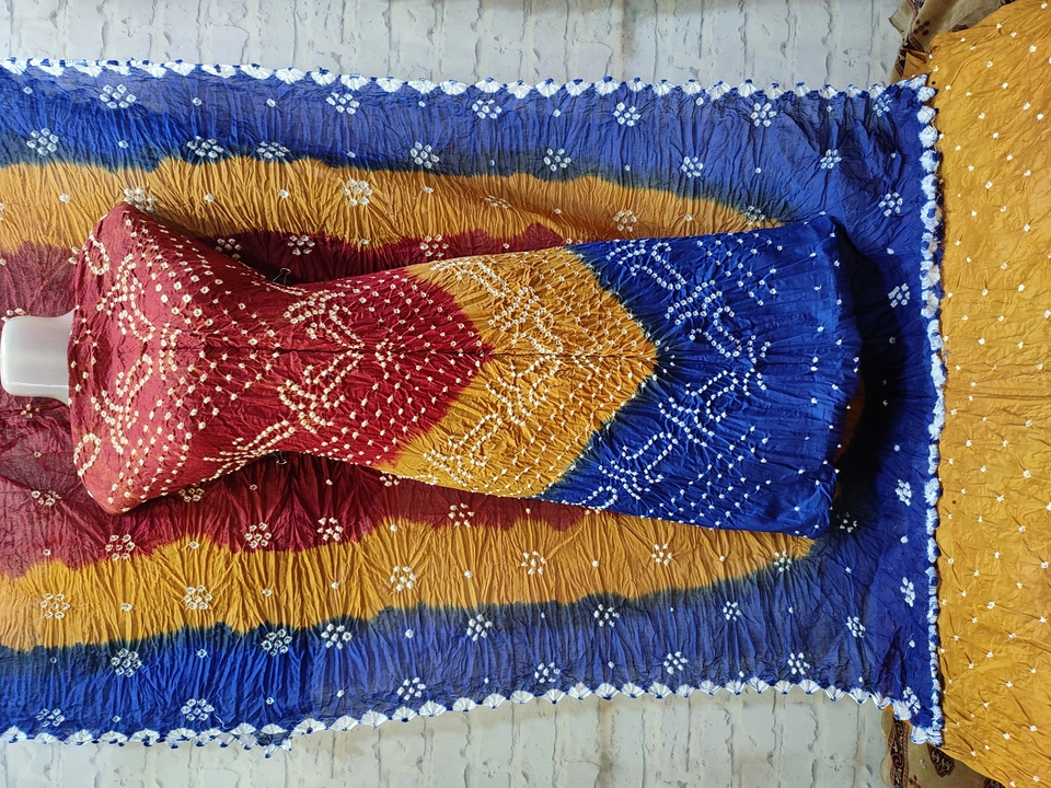 Original satin cotton bandhej dress material  uploaded by Anisa fashion  on 4/26/2023