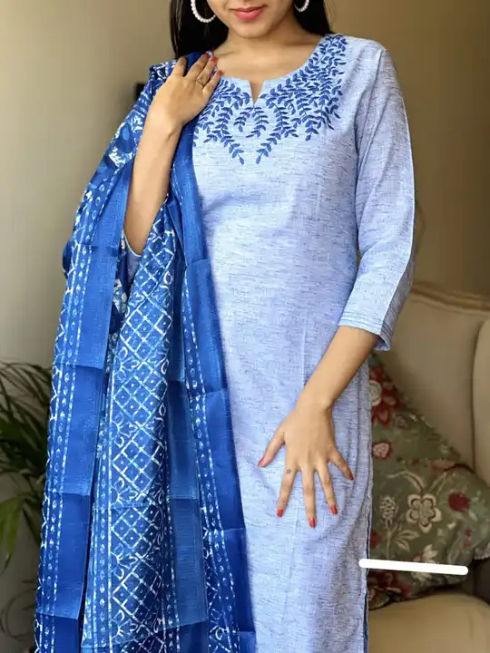 New launch

The classy blue south khaadi cotton fabric, embroidery  over on shirt yoke. Staright kha uploaded by Mahipal Singh on 4/26/2023