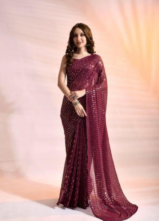 Soft Silk Sequence Work Saree uploaded by Fashionable dresses on 4/26/2023