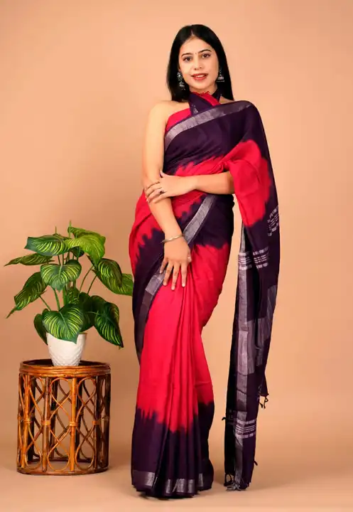 Linen saree  uploaded by Laxmi creations (handicrafts) on 4/26/2023