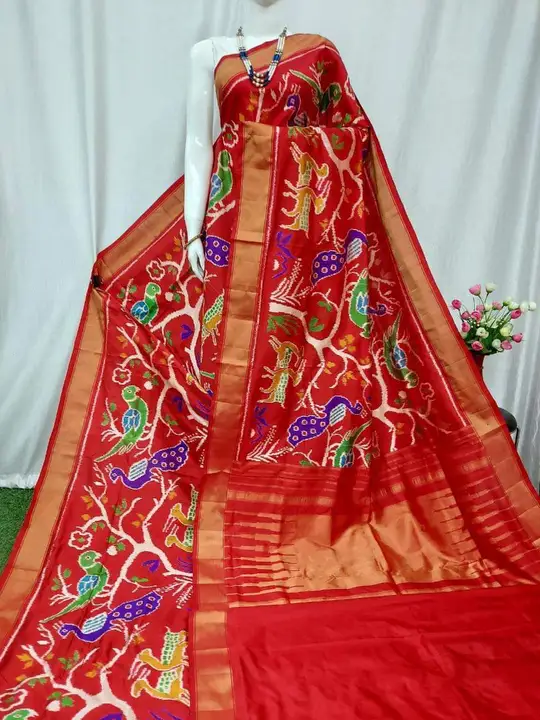 Pochampally Handloom Ikkat Pattu Tishu Border Designer Sarees  uploaded by KS HANDLOOM on 4/26/2023