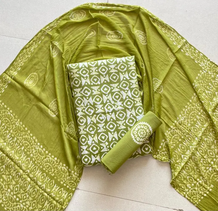 Post image Wax Batik Hand Block Printed Unstitched Dress Material .
*Pure Cotton Fabric Suit With Chiffon Dupatta*
Cotton Top 2.50
Cotton Bottom 2.25
Chiffon Dupatta 2.25
**


🌸🤍💚🌼