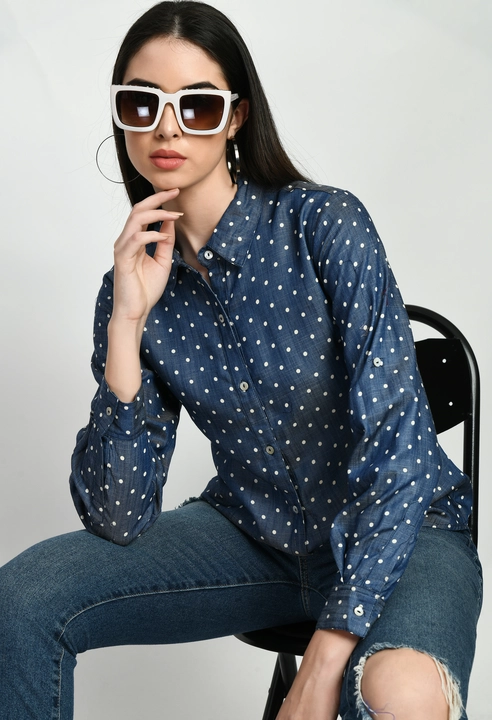 Sequend Premium tencil denim polka dot shirt for women uploaded by business on 4/26/2023
