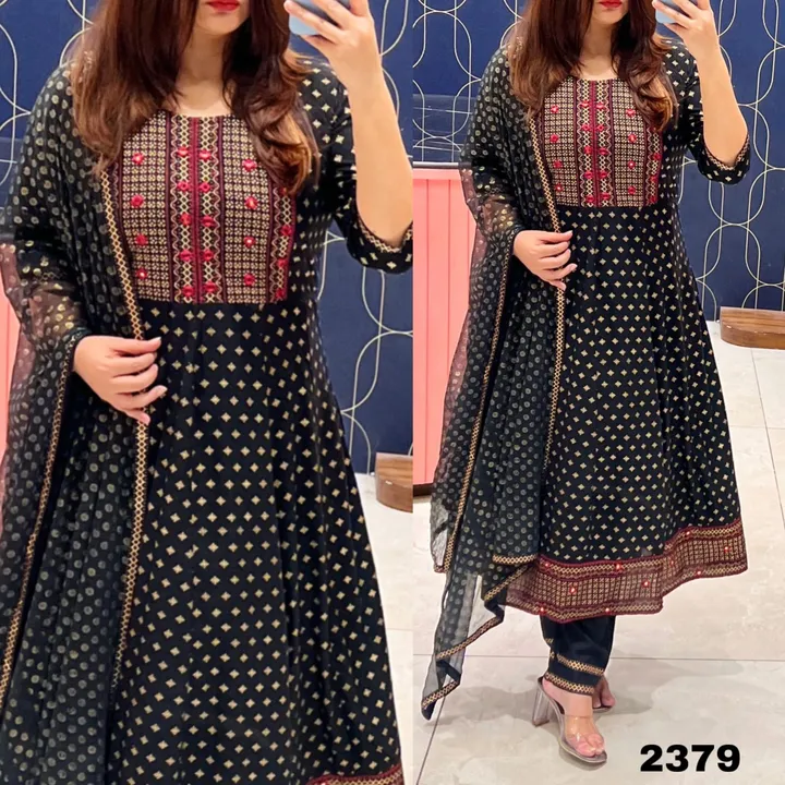 Cotton Kurti Gown With Pant & Dupatta uploaded by Bela Enterprise  on 5/22/2024