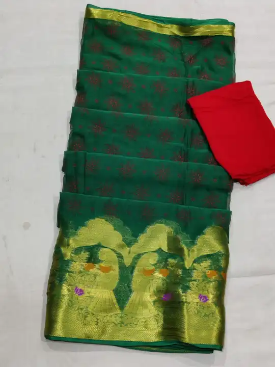 😍 *Najbin Jari Fabric Saree* 🥻
😍 Specializes of Jaipur Hand Dye with Full print saree
😍 Contrast uploaded by Gotapatti manufacturer on 4/27/2023