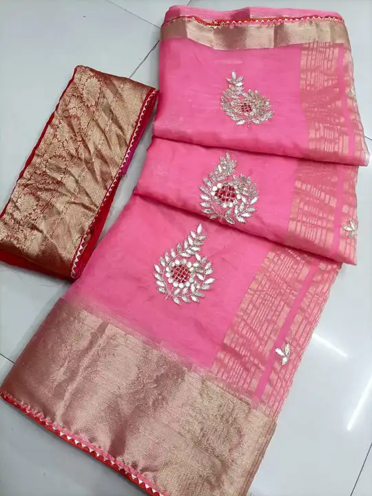 😍😍 *NEW DESIGN LAUNCHED*😍😍

🥳Pure Organza Jari Chit Pallu Fabric......🥻

💃🏻 Special Fancy Co uploaded by Gotapatti manufacturer on 4/27/2023
