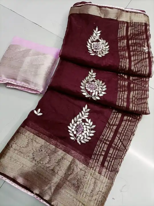 😍😍 *NEW DESIGN LAUNCHED*😍😍

🥳Pure Organza Jari Chit Pallu Fabric......🥻

💃🏻 Special Fancy Co uploaded by Gotapatti manufacturer on 4/27/2023